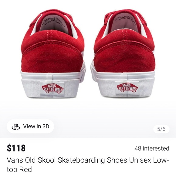 Rare Vans old skool skateboarding shoes red. Unisex. Size 4.5 / 6 - Picture 3 of 11